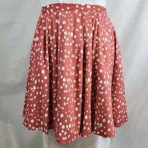Forever 21 Essentials Orange Polka Dot SKIRT Womens Size S Pleated Flowy A Line
